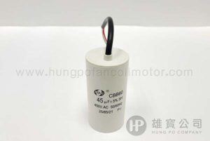 45µF_White_Round (Wired) Running_Capacitor